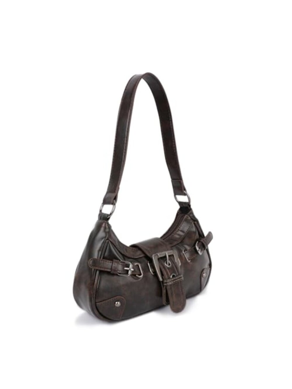 Vegan Leather Crescent Hobo Bag for Women Zipper Closure Casual Shoulder Bag